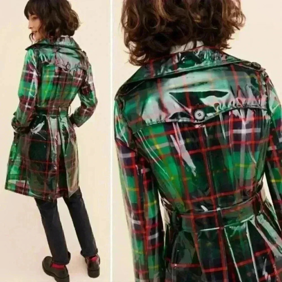 NEW EVA FRANCO LONDON FROG PLAID RAIN COAT - Picture 2 of 7